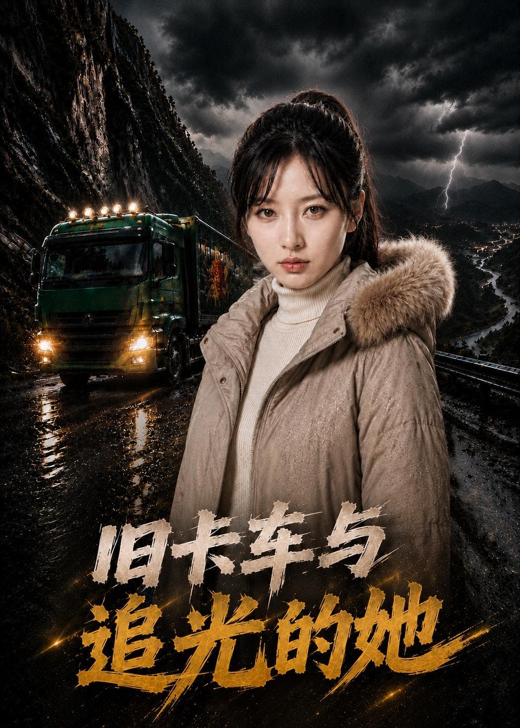 旧卡车与追光的她海报