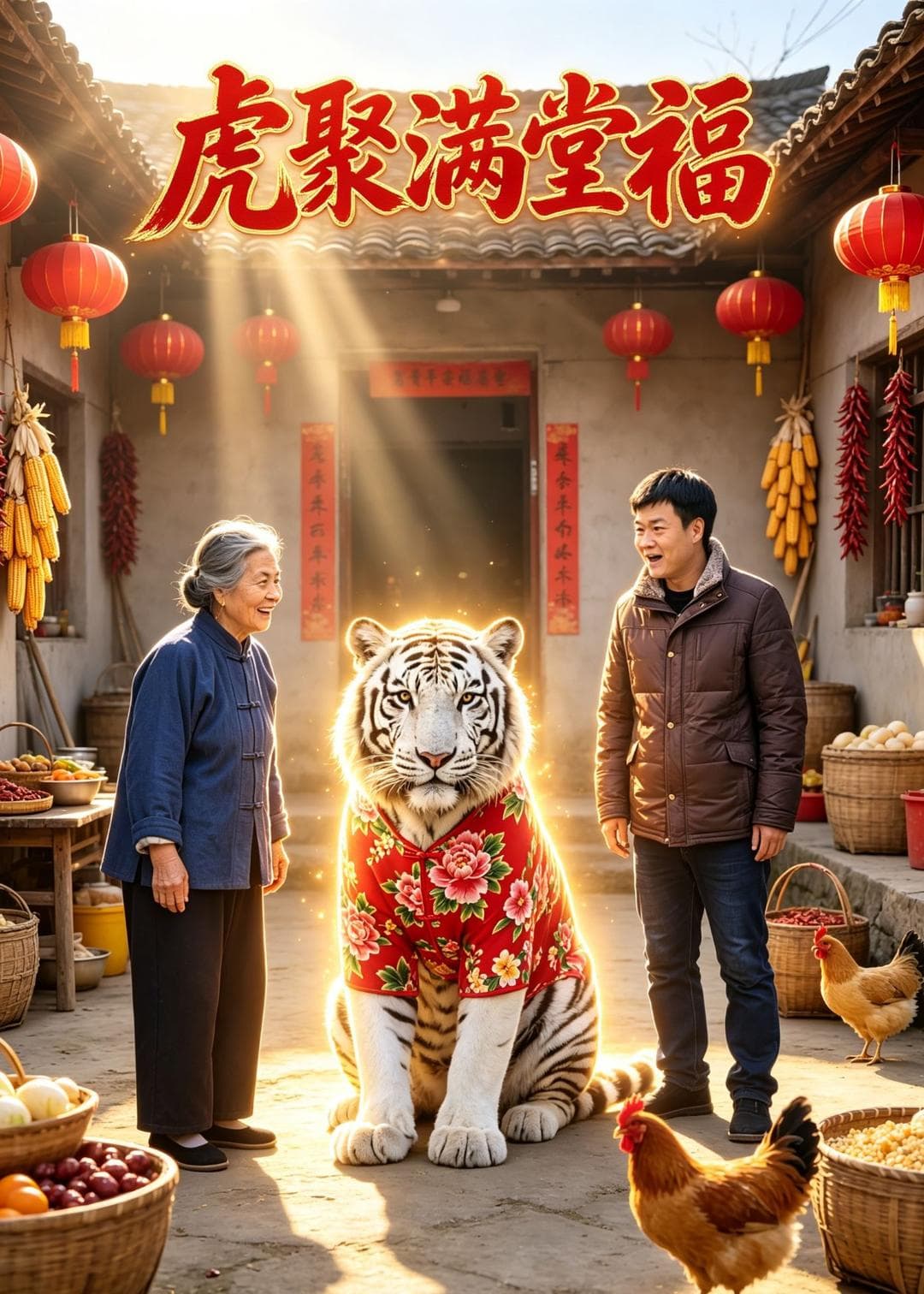 虎聚满堂福海报